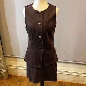 Brown suede Sleeveless Top with matching skirt!